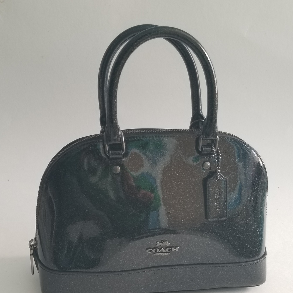 Coach Patent Leather Black Glitter Mini Sierra Bag